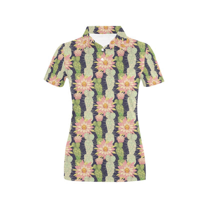 Cactus Pattern Print Design 01 Women's Polo Shirt