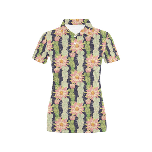 Cactus Pattern Print Design 01 Women's Polo Shirt