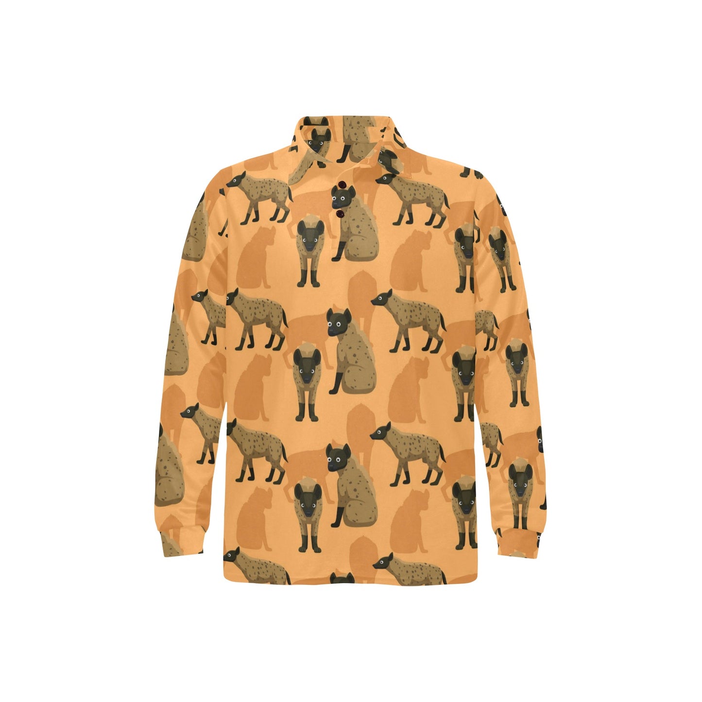 Hyena Pattern Print Design 01 Long Sleeve Polo Shirt For Men's