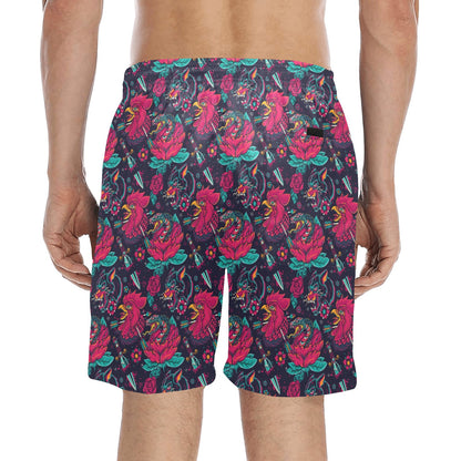 Old School Tattoo Print Men's Swim Trunks Beach Shorts