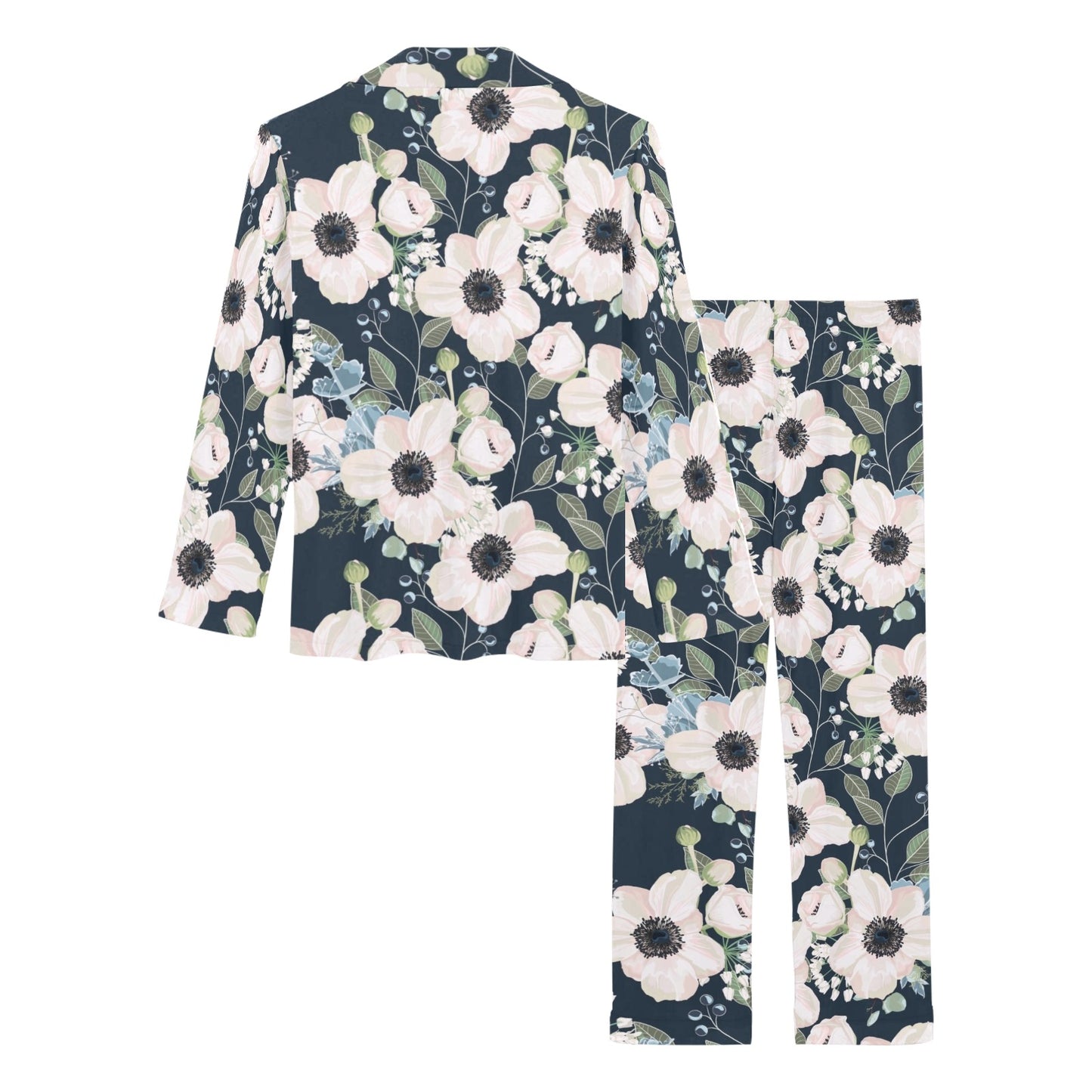Anemone Pattern Print Design AM02 Women's Long Pajama Set