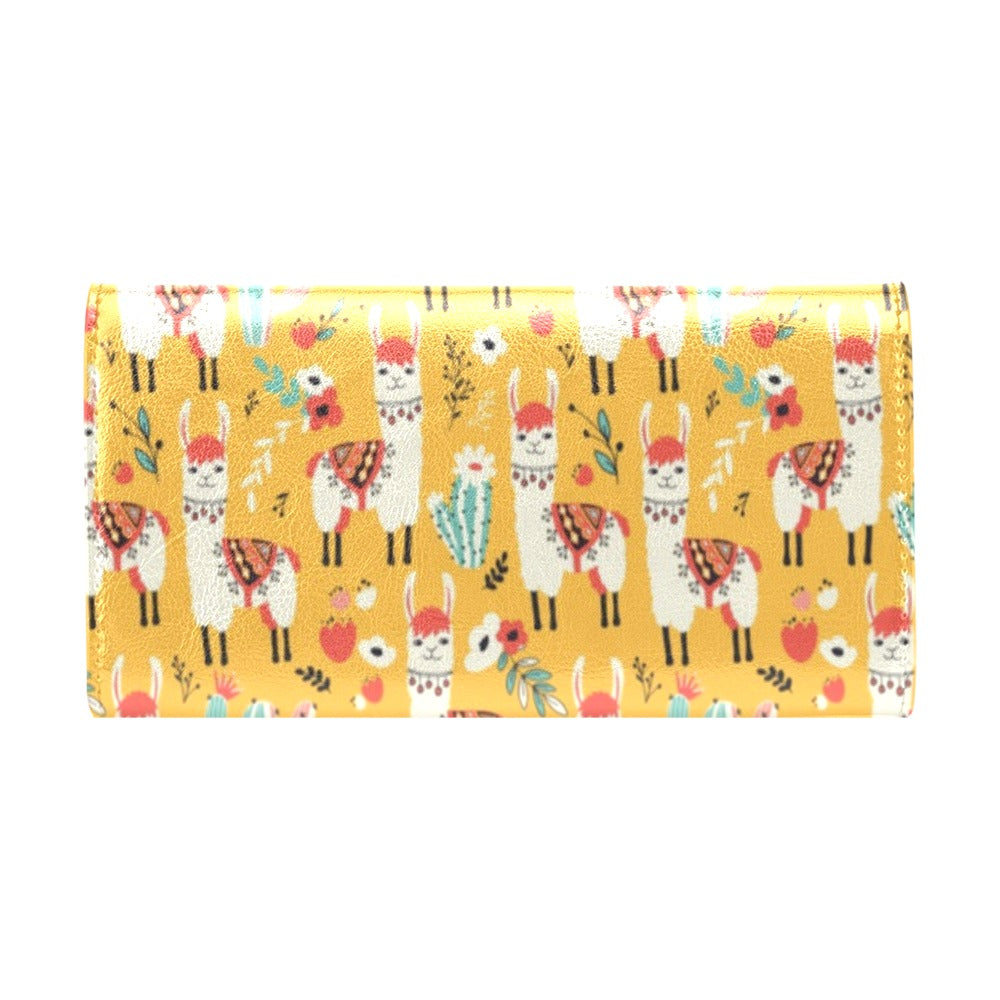 Llama Cute Themed Print Women's Trifold Wallet