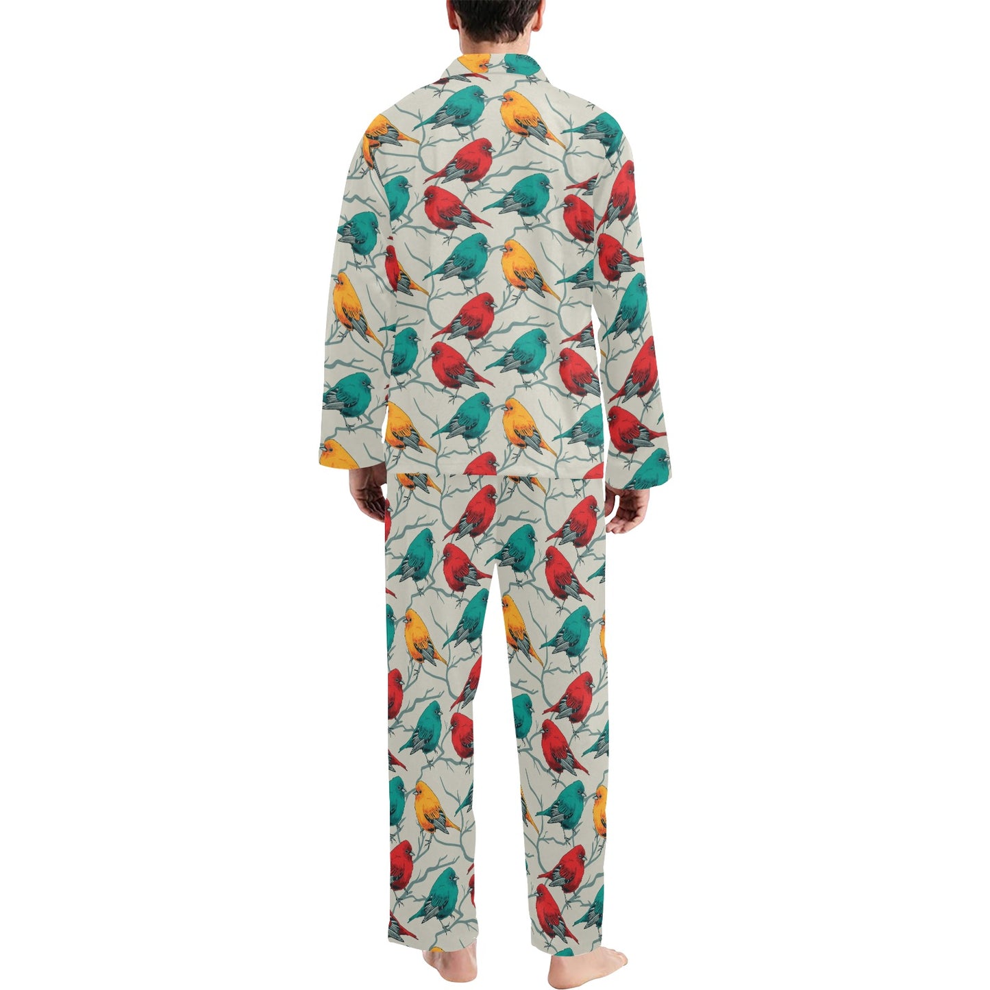 Birds Pattern Print Design 04 Men's Long Pajama Set
