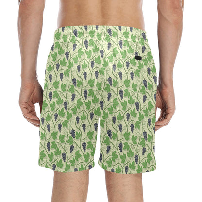 Wine Grape Thmed Print Men's Swim Trunks Beach Shorts
