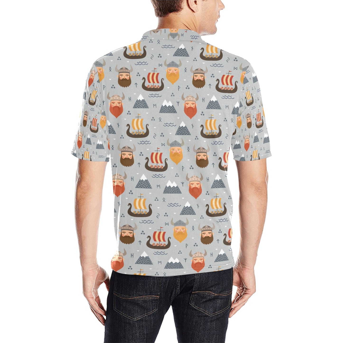 Vikings Print Design LKS307 Men Polo Shirt