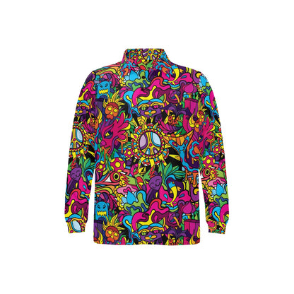 Trippy Print Design LKS304 Long Sleeve Polo Shirt For Men's