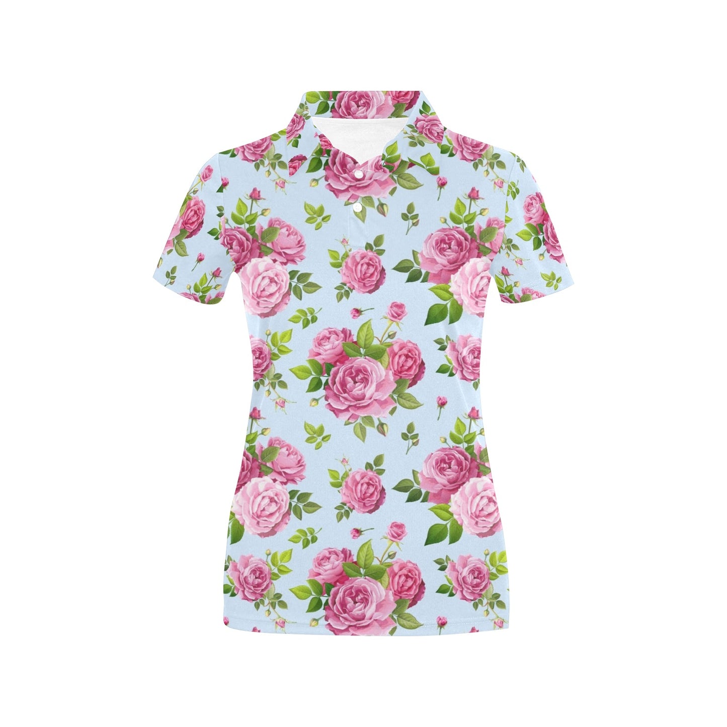 Rose Pink Pattern Print Design RO08 Women's Polo Shirt