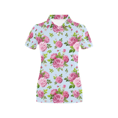 Rose Pink Pattern Print Design RO08 Women's Polo Shirt