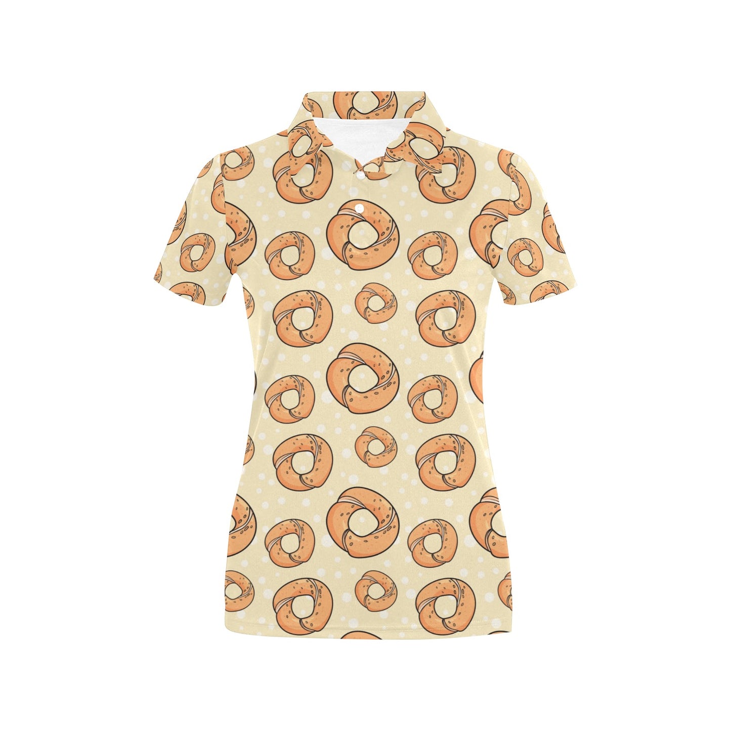 Bagel Pattern Print Design 03 Women's Polo Shirt