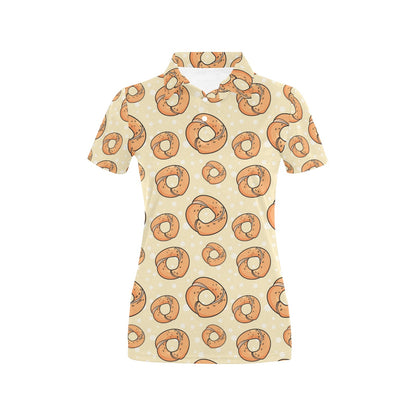 Bagel Pattern Print Design 03 Women's Polo Shirt