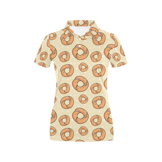 Bagel Pattern Print Design 03 Women's Polo Shirt