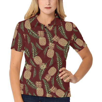 Pineapple Pattern Print Design PP013 Women's Polo Shirt
