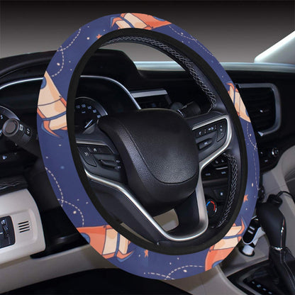 Space Astronaut Rocket Print Design LKS304 Steering Wheel Cover with Elastic Edge