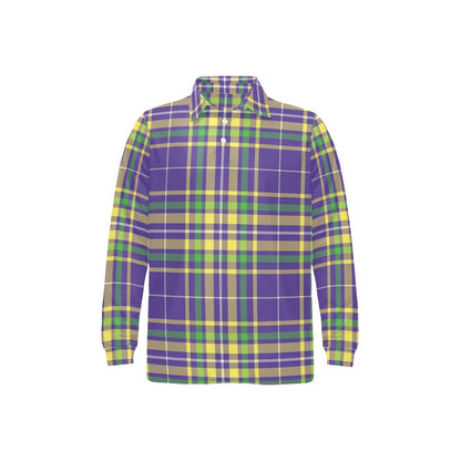 Mardi Gras Pattern Print Design 010 Long Sleeve Polo Shirt For Men's