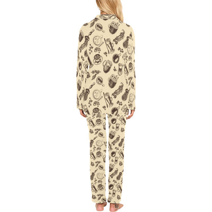 Coffee Pattern Print Design 05 Women's Long Pajama Set