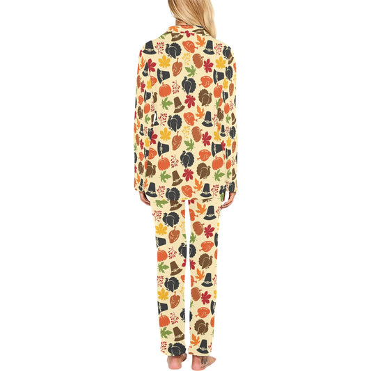 Thanksgiving Print Design LKS303 Women's Long Pajama Set