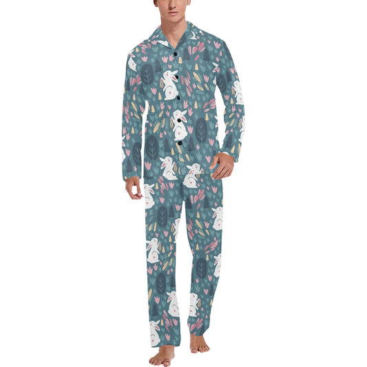 Rabbit Pattern Print Design RB013 Men's Long Pajama Set