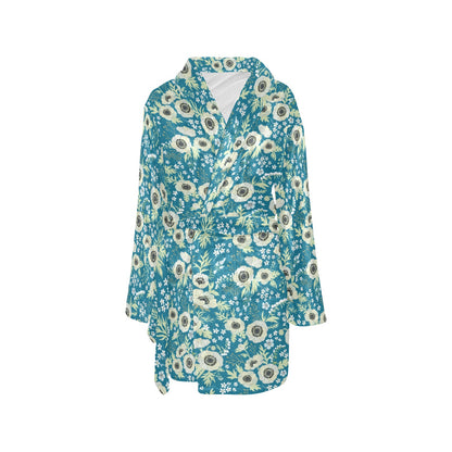 Anemone Pattern Print Design 01 Women's Fleece Robe