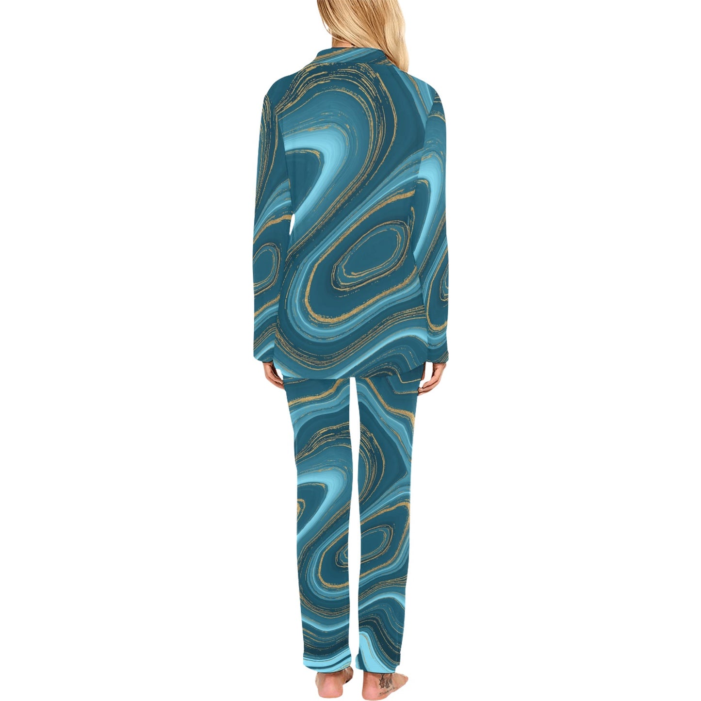Liquid Pattern Print Design 04 Women's Long Pajama Set