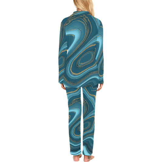 Liquid Pattern Print Design 04 Women's Long Pajama Set