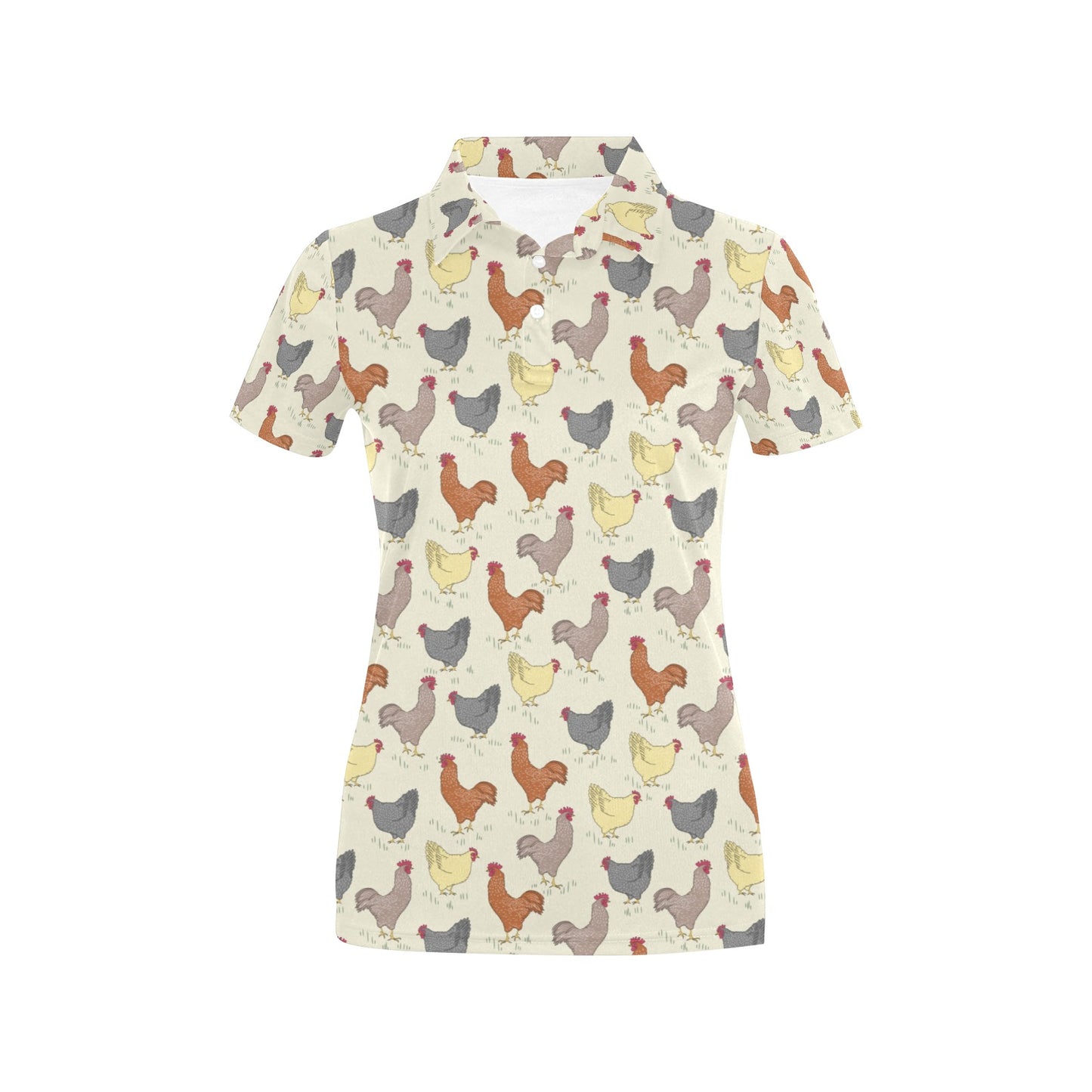 Chicken Pattern Print Design 05 Women's Polo Shirt