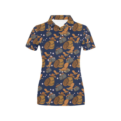 Cowboy Pattern Print Design 03 Women's Polo Shirt