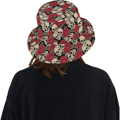 Skull And Roses Print Design LKS301 Unisex Bucket Hat