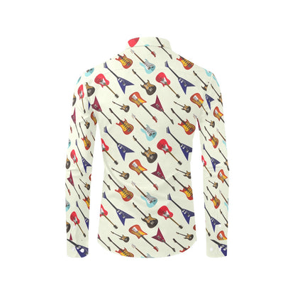 Electric Guitar Print Design LKS404 Men's Long Sleeve Dress Shirt