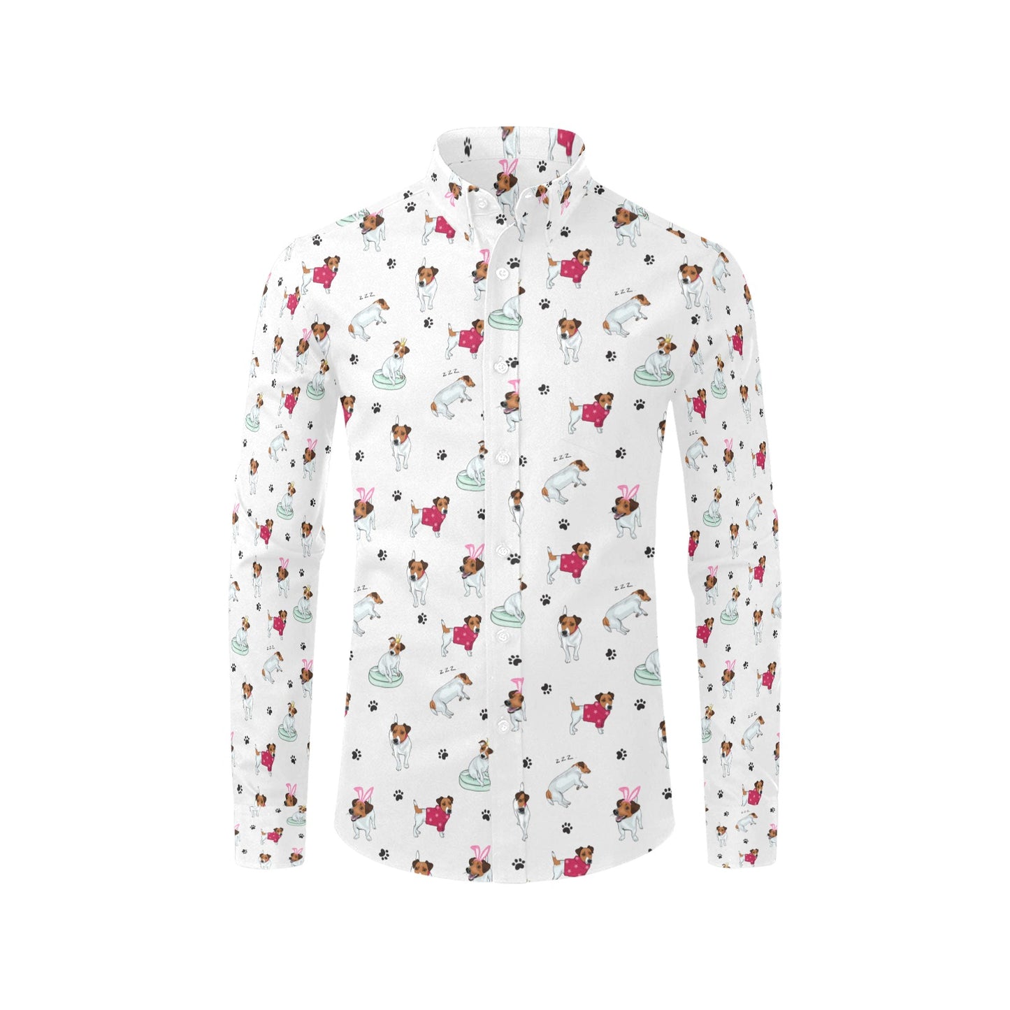 Russell Terriers Print Design LKS308 Men's Long Sleeve Dress Shirt