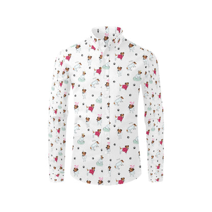 Russell Terriers Print Design LKS308 Men's Long Sleeve Dress Shirt
