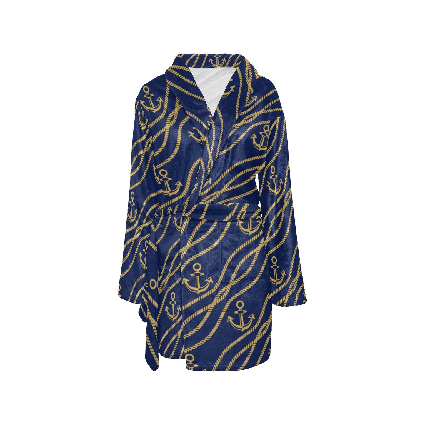 Nautical Anchor Rope Pattern Women's Fleece Robe