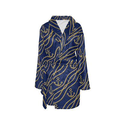 Nautical Anchor Rope Pattern Women's Fleece Robe