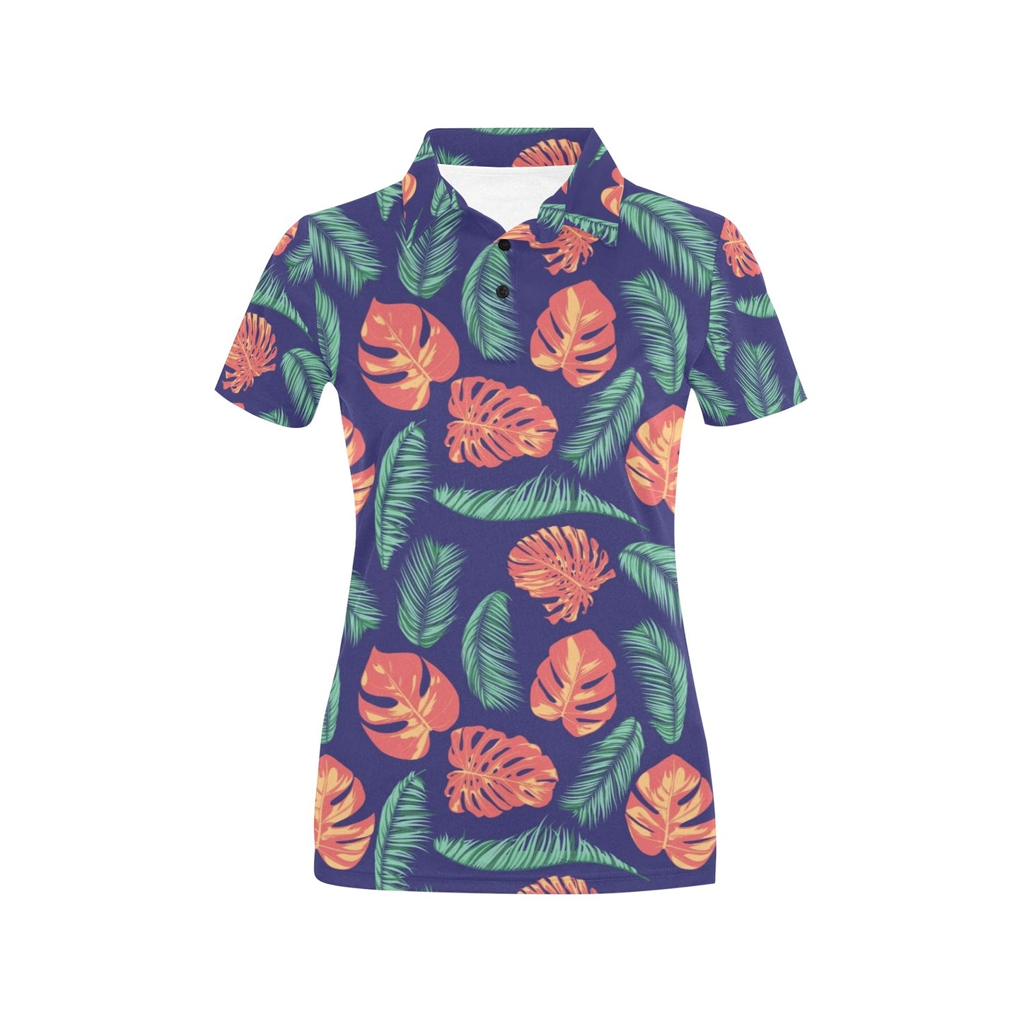 Palm Leaves Pattern Print Design PL011 Women's Polo Shirt