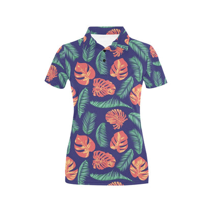 Palm Leaves Pattern Print Design PL011 Women's Polo Shirt
