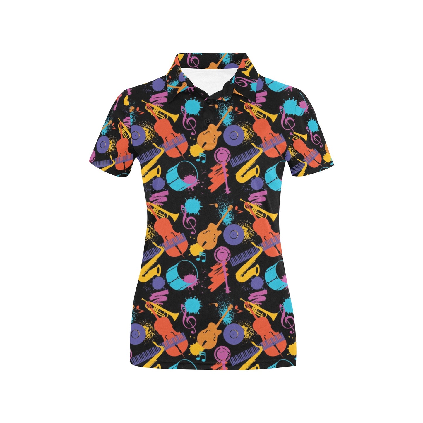 Saxophone Print Design LKS406 Women's Polo Shirt