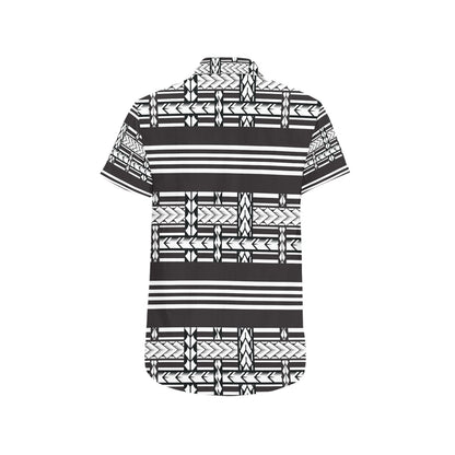 Samoan Tattoo Print Design LKS304 Men Short Sleeve Button Up Shirt