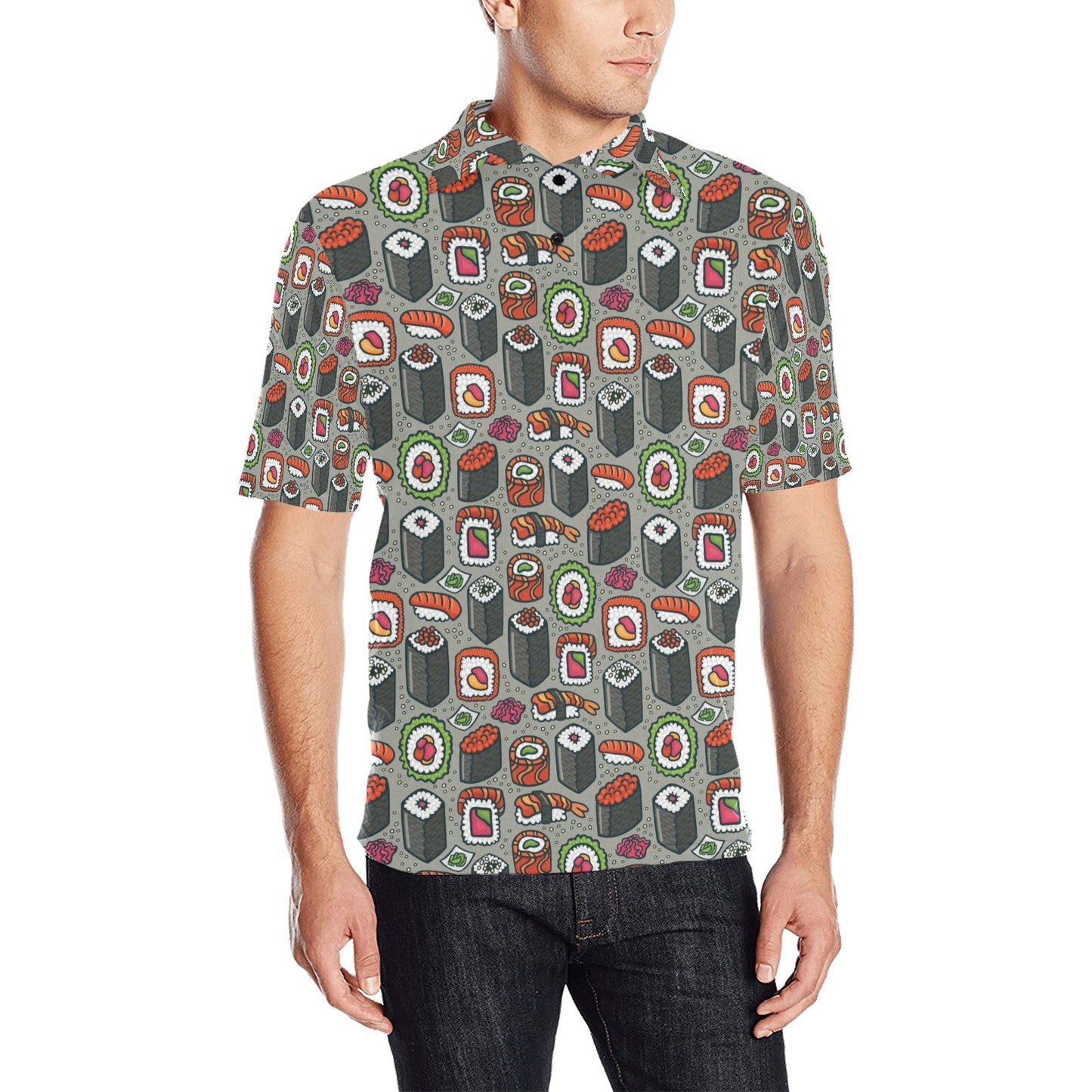 Sushi Print Design LKS301 Men Polo Shirt
