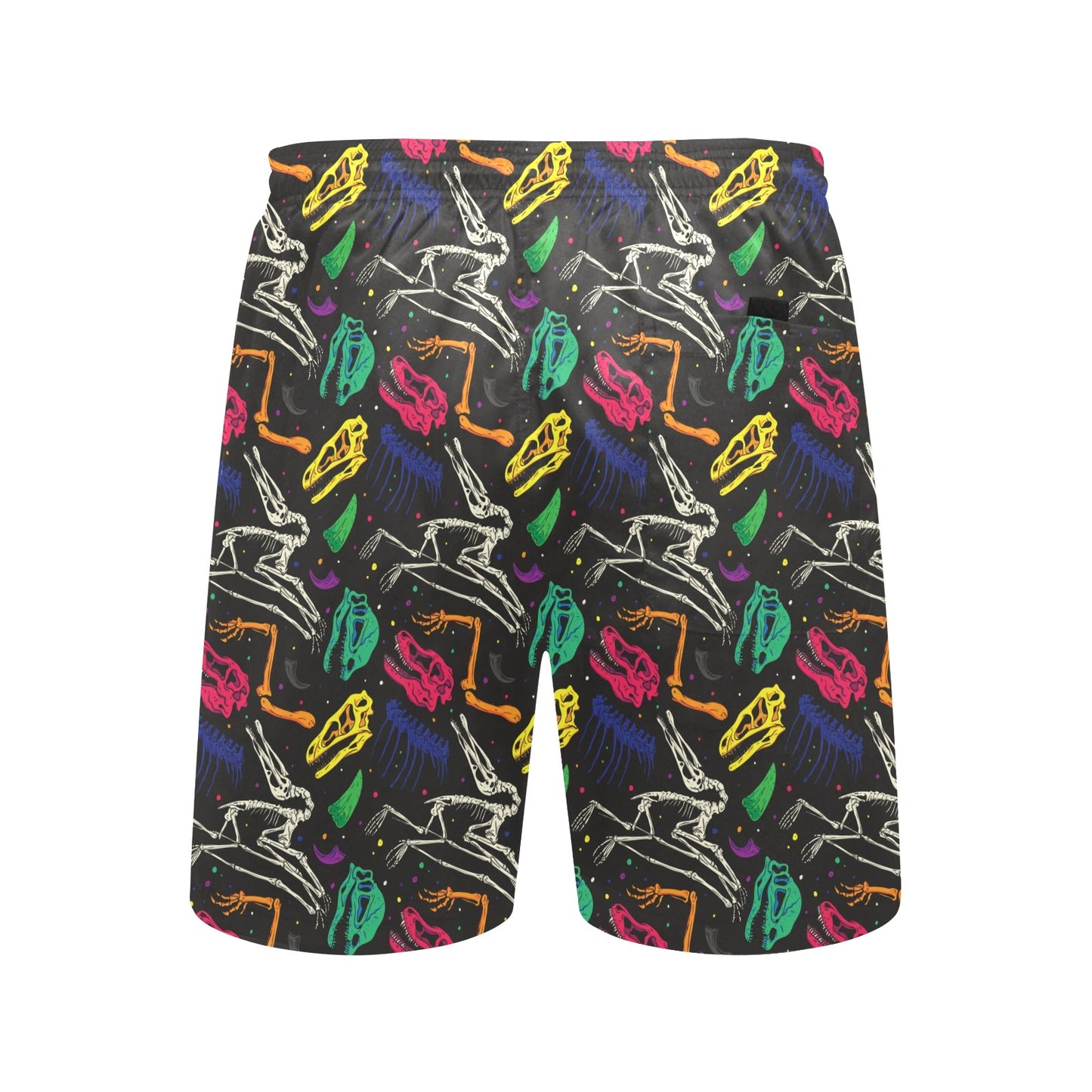 Dinosaur Skull Color Print Pattern Men's Swim Trunks Beach Shorts