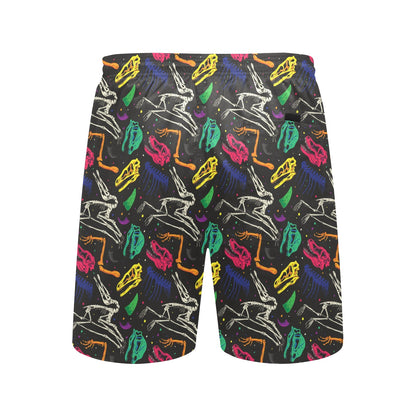 Dinosaur Skull Color Print Pattern Men's Swim Trunks Beach Shorts