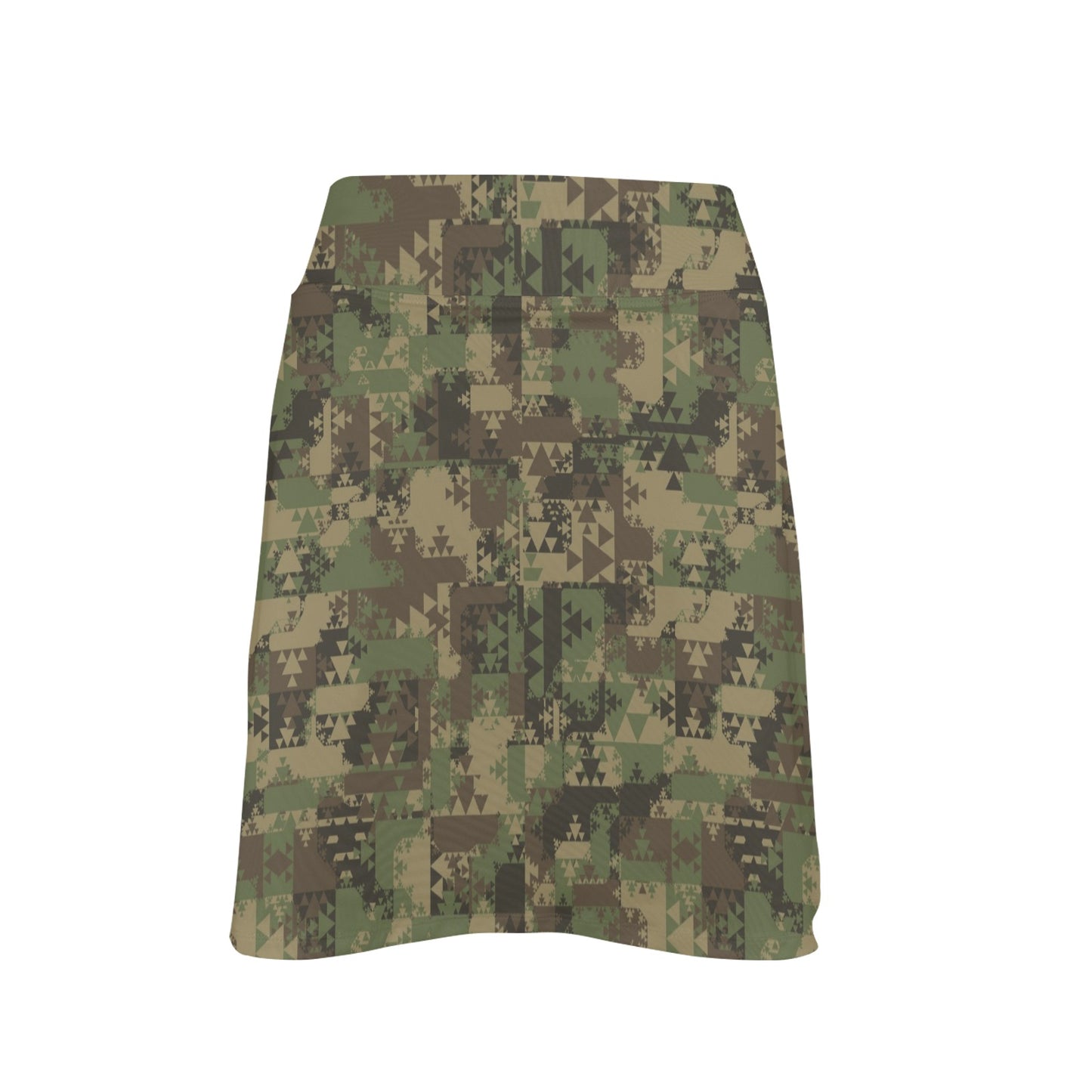 Camouflage Aztec Green Army Print 17" Golf & Pickleball Skort with Pockets