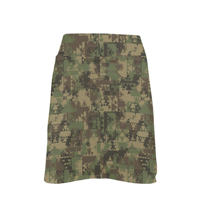 Camouflage Aztec Green Army Print 17" Golf & Pickleball Skort with Pockets