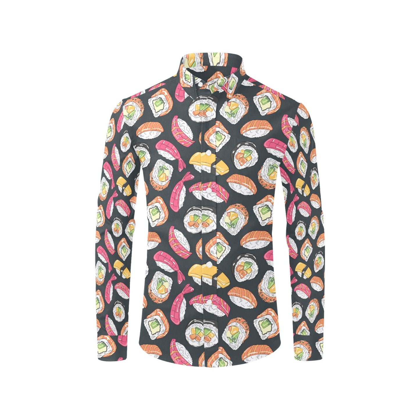 Sushi Print Design LKS306 Men's Long Sleeve Dress Shirt