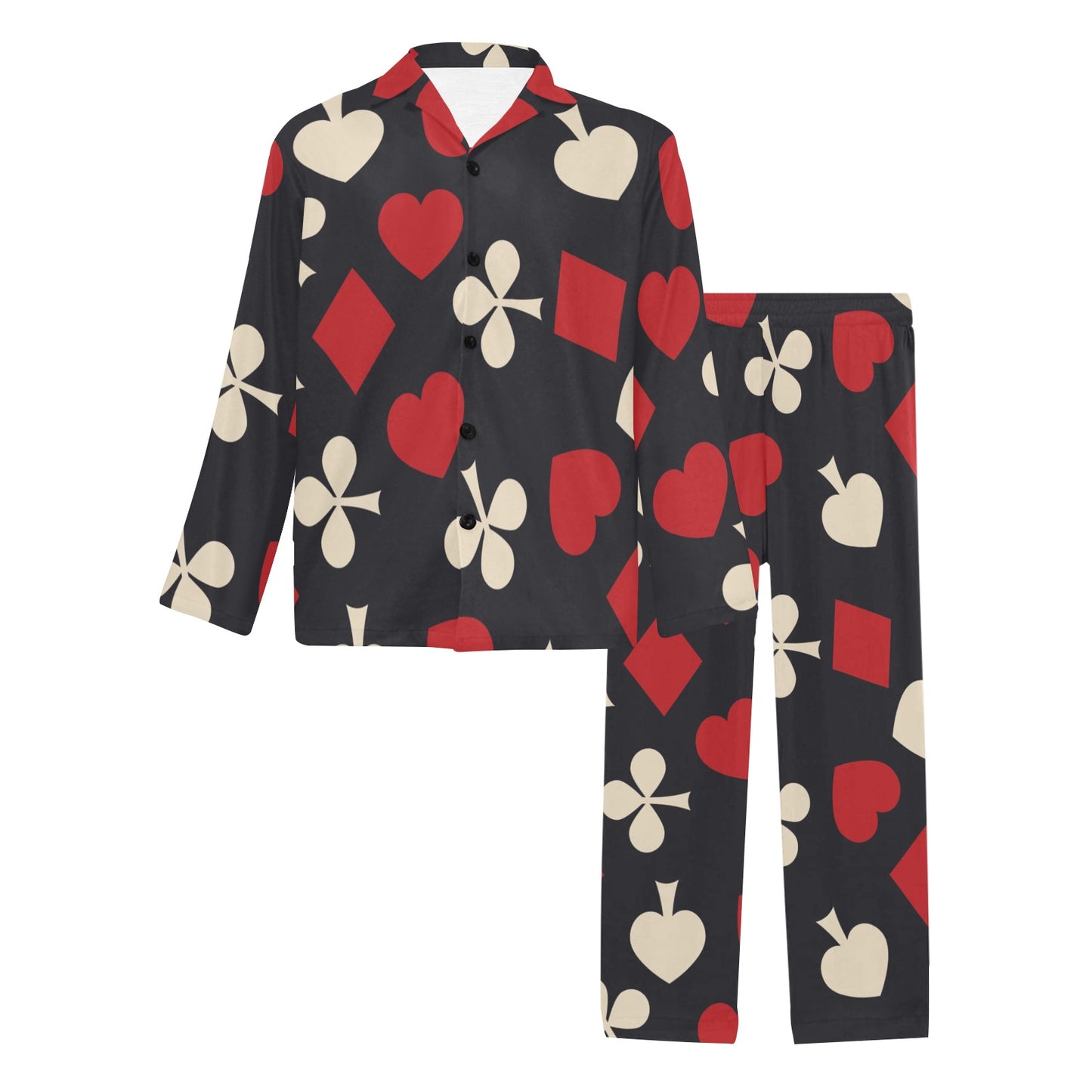 Poker Cards Pattern Print Design A02 Men's Long Pajama Set