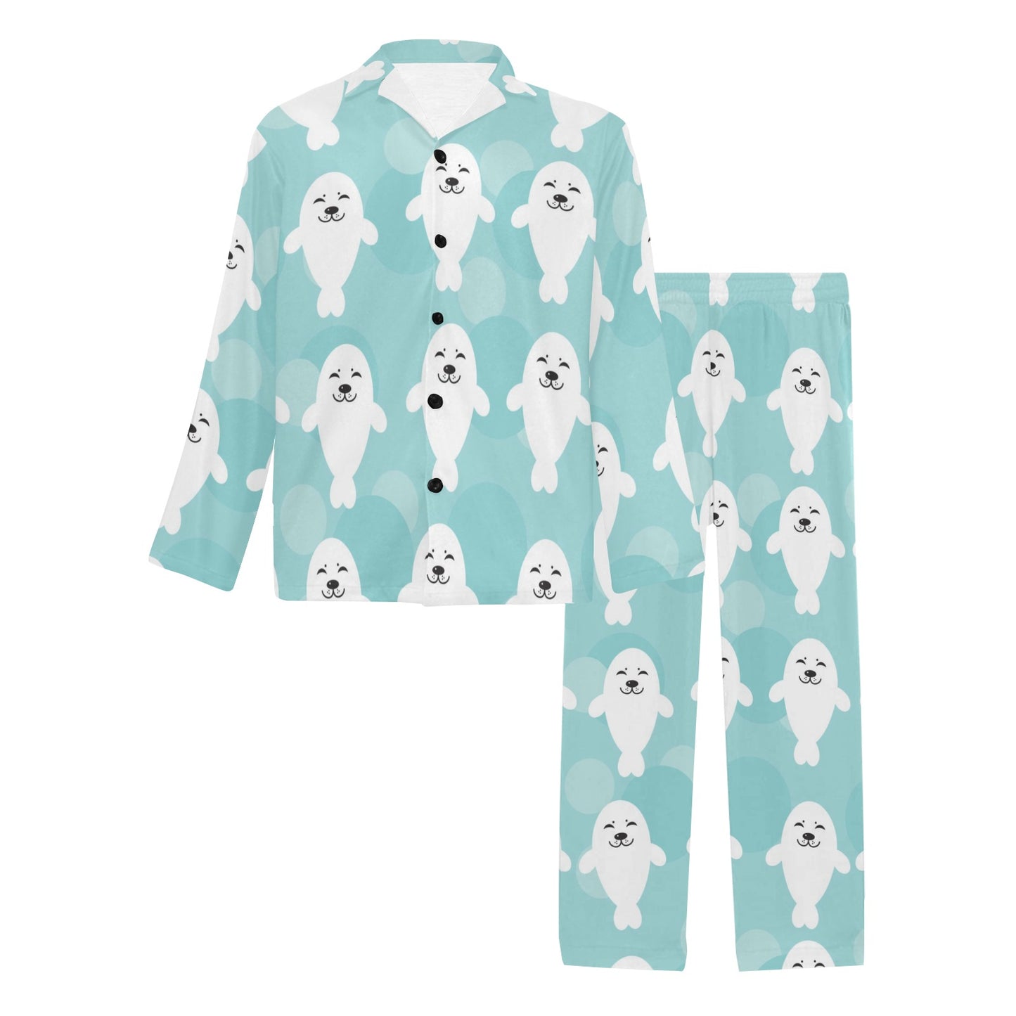 Sea Lion Baby Pattern Print Design 01 Men's Long Pajama Set