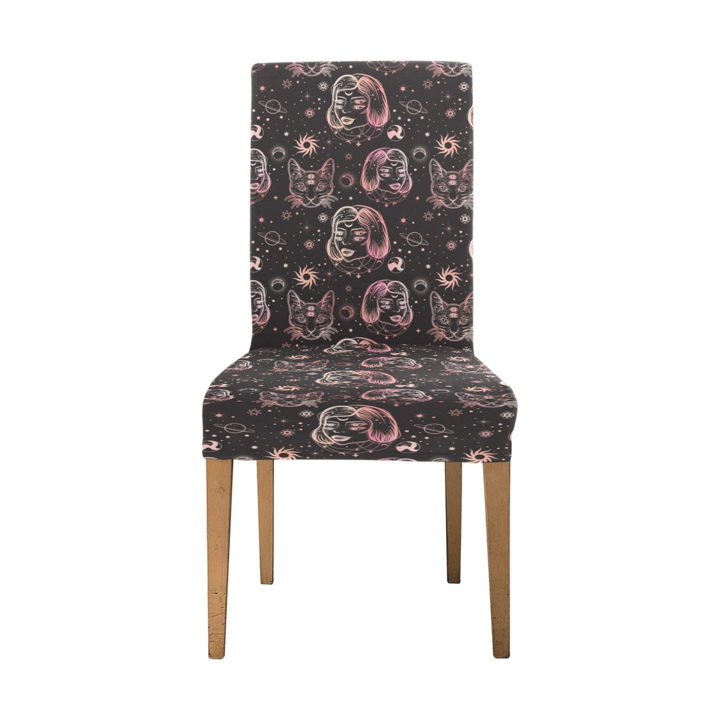 Third Eye Girl Cat Print Design LKS305 Dining Chair Slipcover
