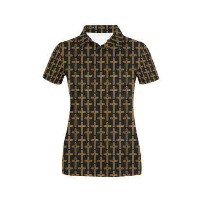 Cross Pattern Print Design 02 Women's Polo Shirt