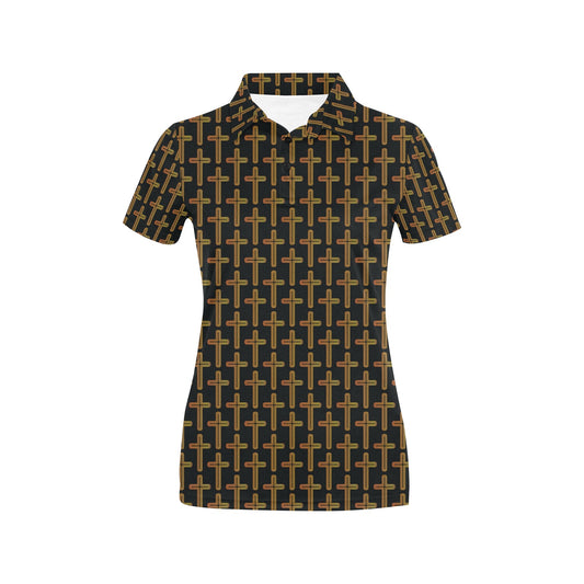 Cross Pattern Print Design 02 Women's Polo Shirt