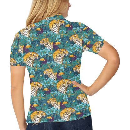 Tiger Tropical Print Design LKS301 Women's Polo Shirt