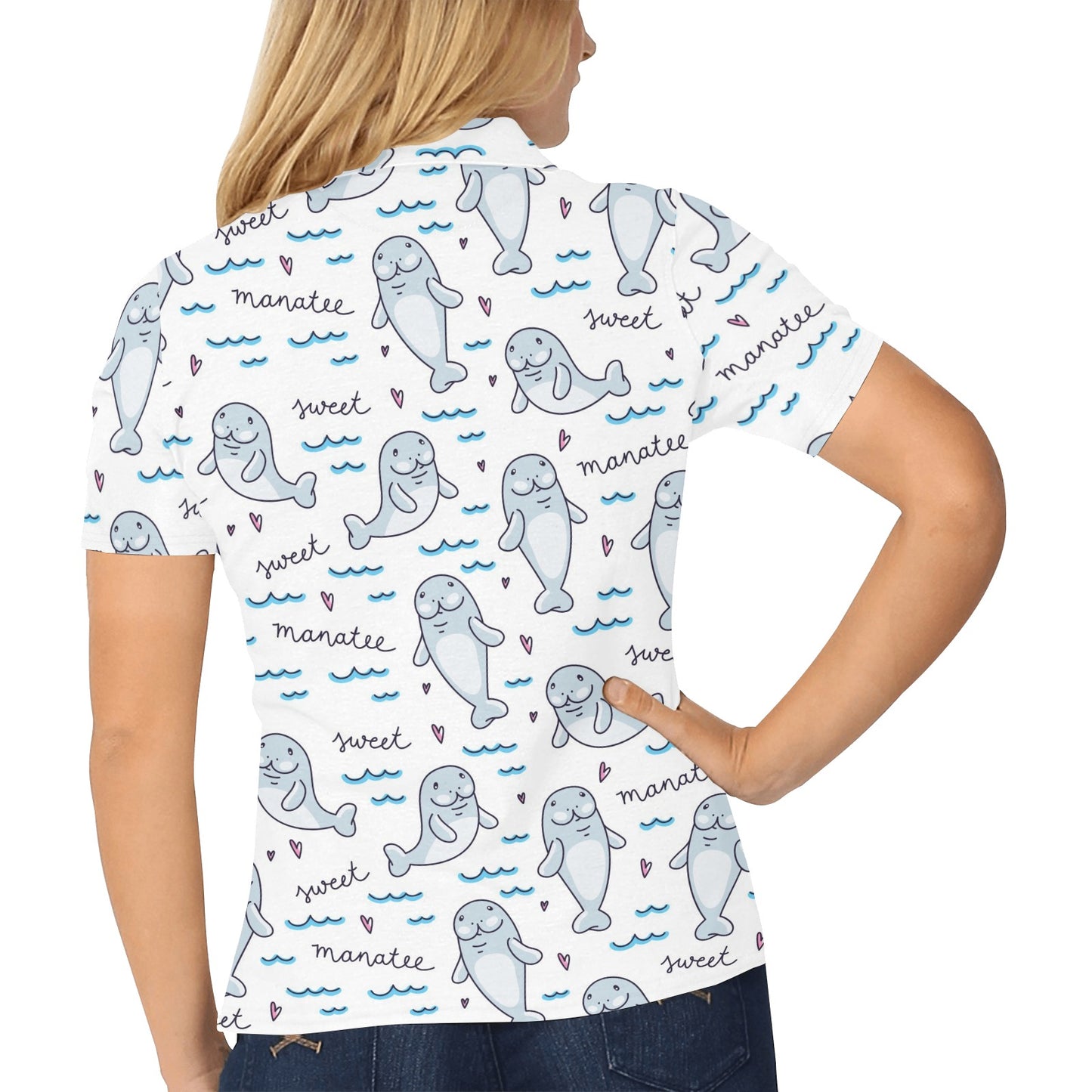 Manatee Baby Pattern Print Design 03 Women's Polo Shirt