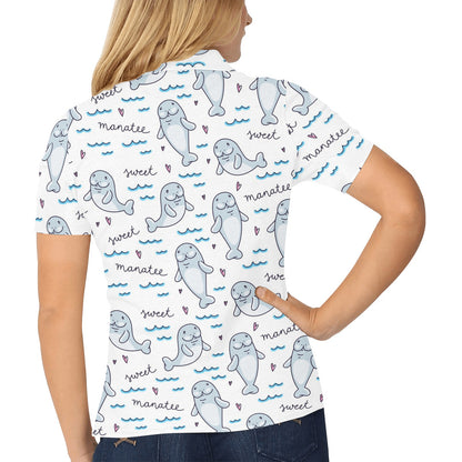 Manatee Baby Pattern Print Design 03 Women's Polo Shirt